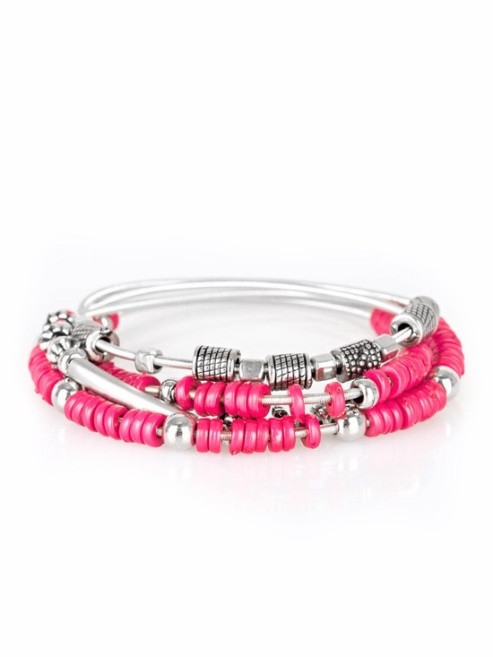paparazzi Jewelry - Tribal Spunk Pink Stretch Bracelet Set